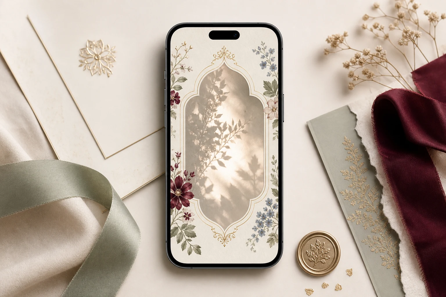 Teléfono con una propuesta de invitación digital personalizada