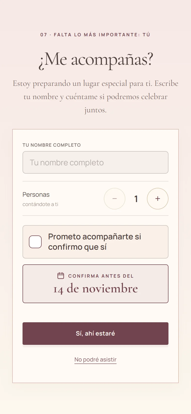 Confirmación de asistencia guiada