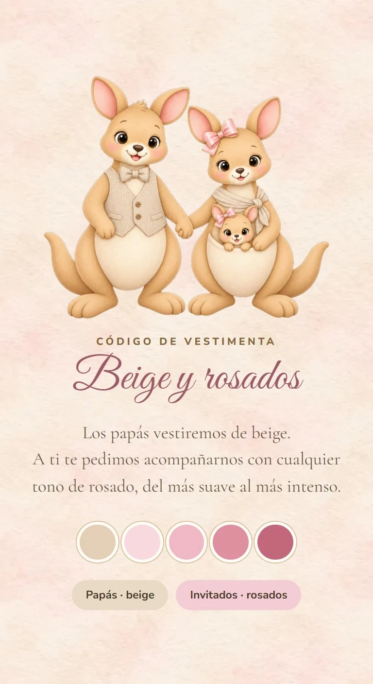 Código de vestimenta en beige y rosados