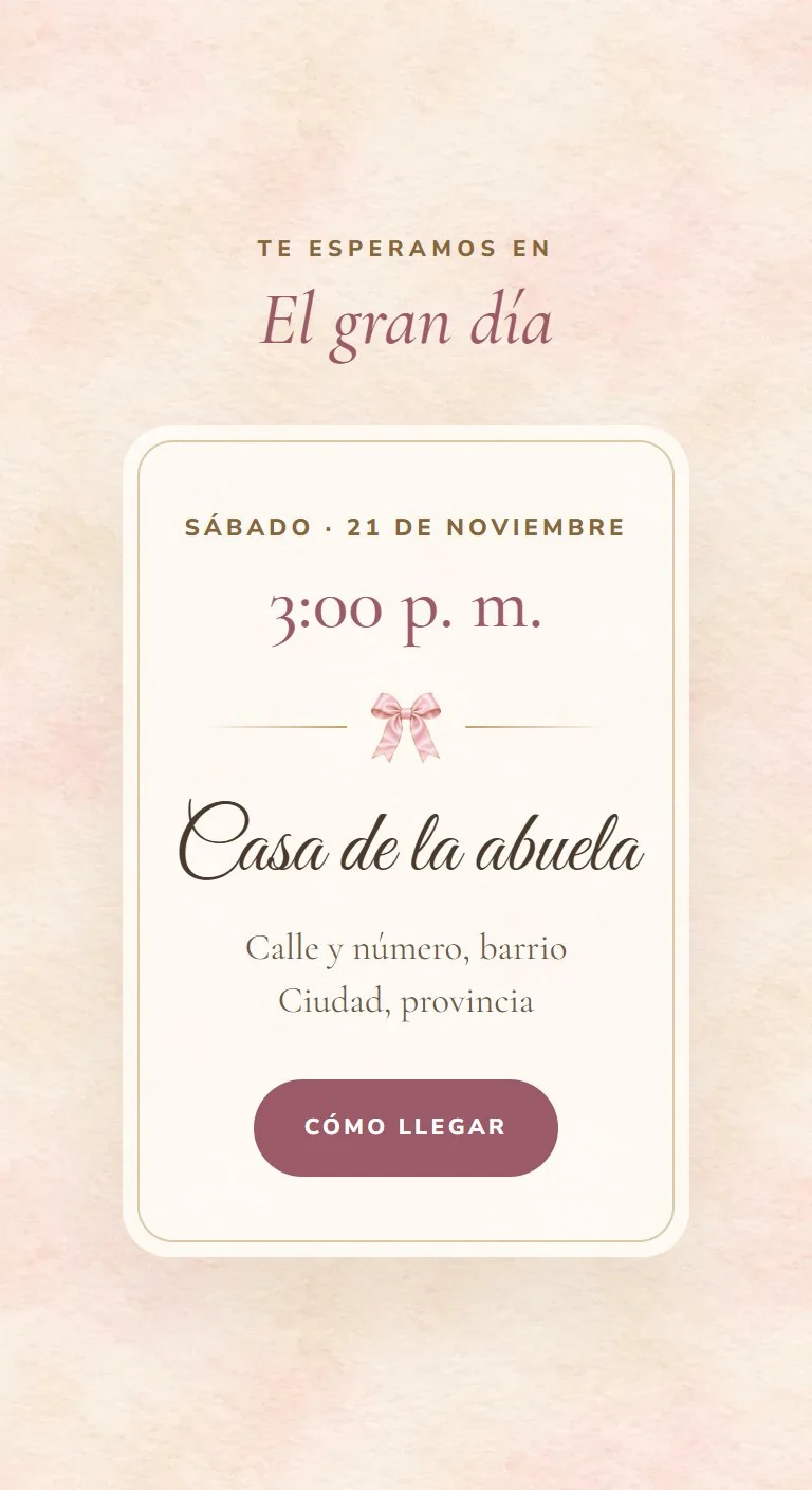 Lugar y hora de la celebración