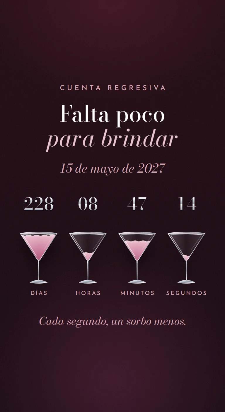 Cuenta regresiva con cuatro copas que se llenan