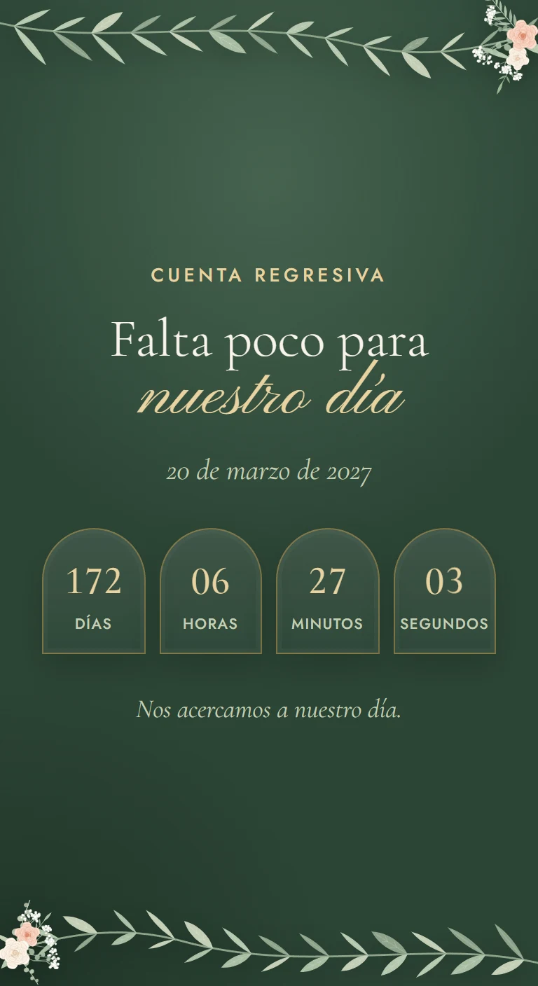 Cuenta regresiva entre ramas de olivo