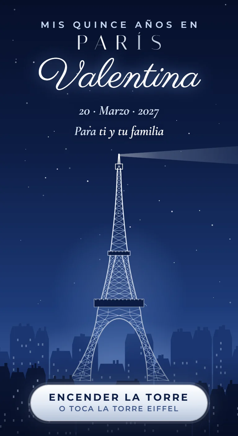 París de noche con la torre Eiffel en plata, lista para encenderse
