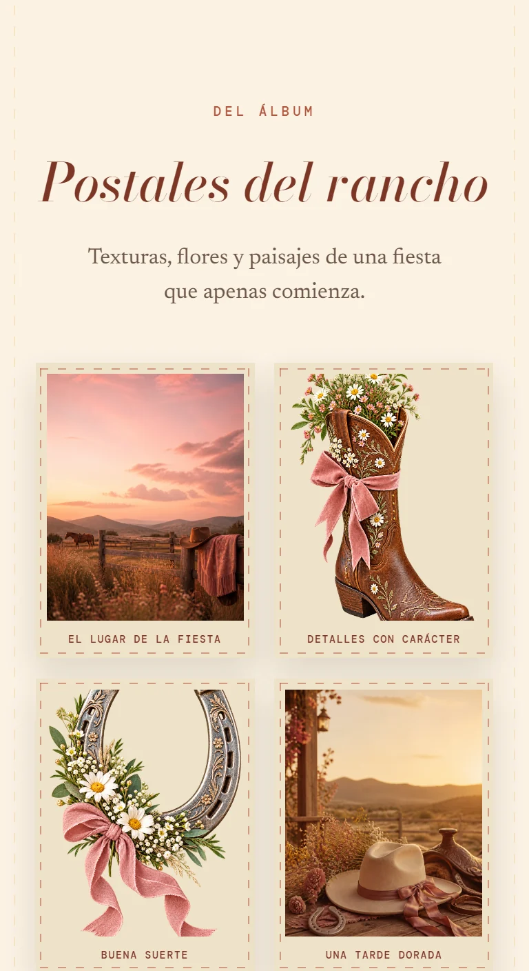 Galería con botas y flores silvestres