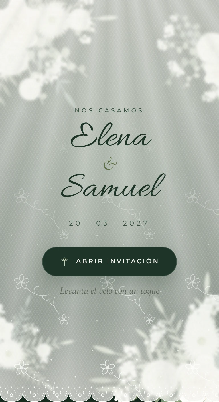 Un velo de tul sobre un ramo de flores blancas