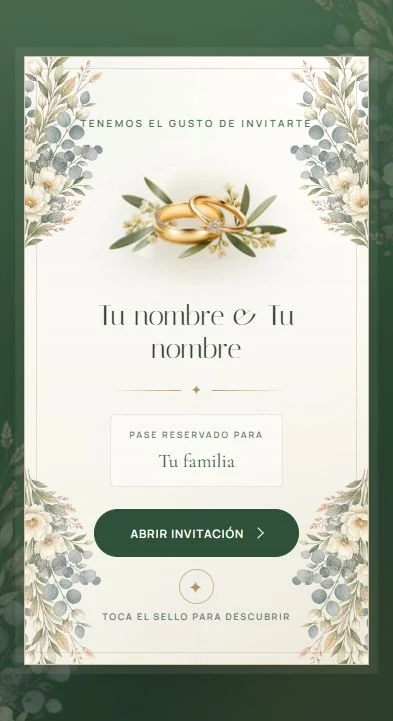 Nueva apertura floral de la invitación de boda